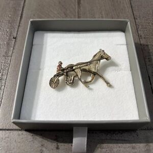 Vintage Carting Horse And Driver Brooch Pin